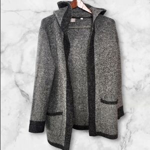 Cyrus Women's Gray W Black Accents Open-Front Hooded Sweater (SIZE:MED)